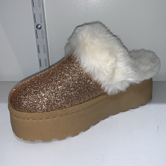 PLATFORM SPARKLY GOLD SLIPPERS - Picture 7 of 10